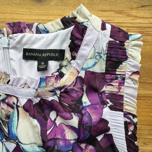 BANANA REPUBLIC Purple Floral Dress 6 - Picture 4 of 7